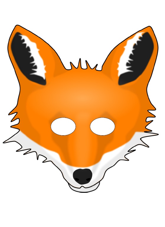 çocuklar için hazır kağıttan Tilki maskesi şablonu